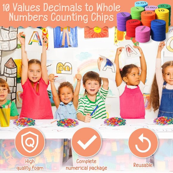 Place Value Disks 10 Values Counting Chips Math Manipulatives 1000 Pieces - Picture 3 of 9